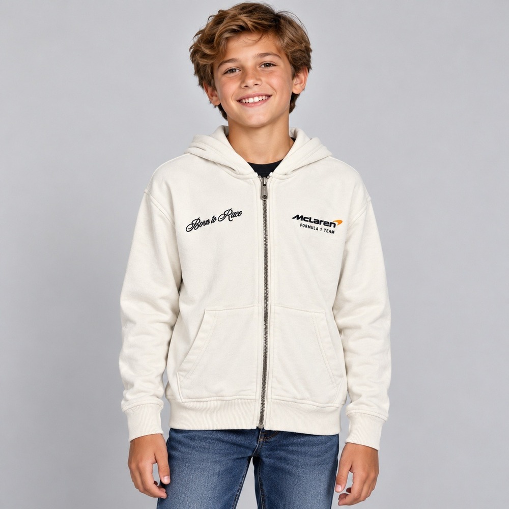 Abercrombie Kids McLaren Formula 1 Team Zip Up Hoodie White Size 11/12 F1 Racing